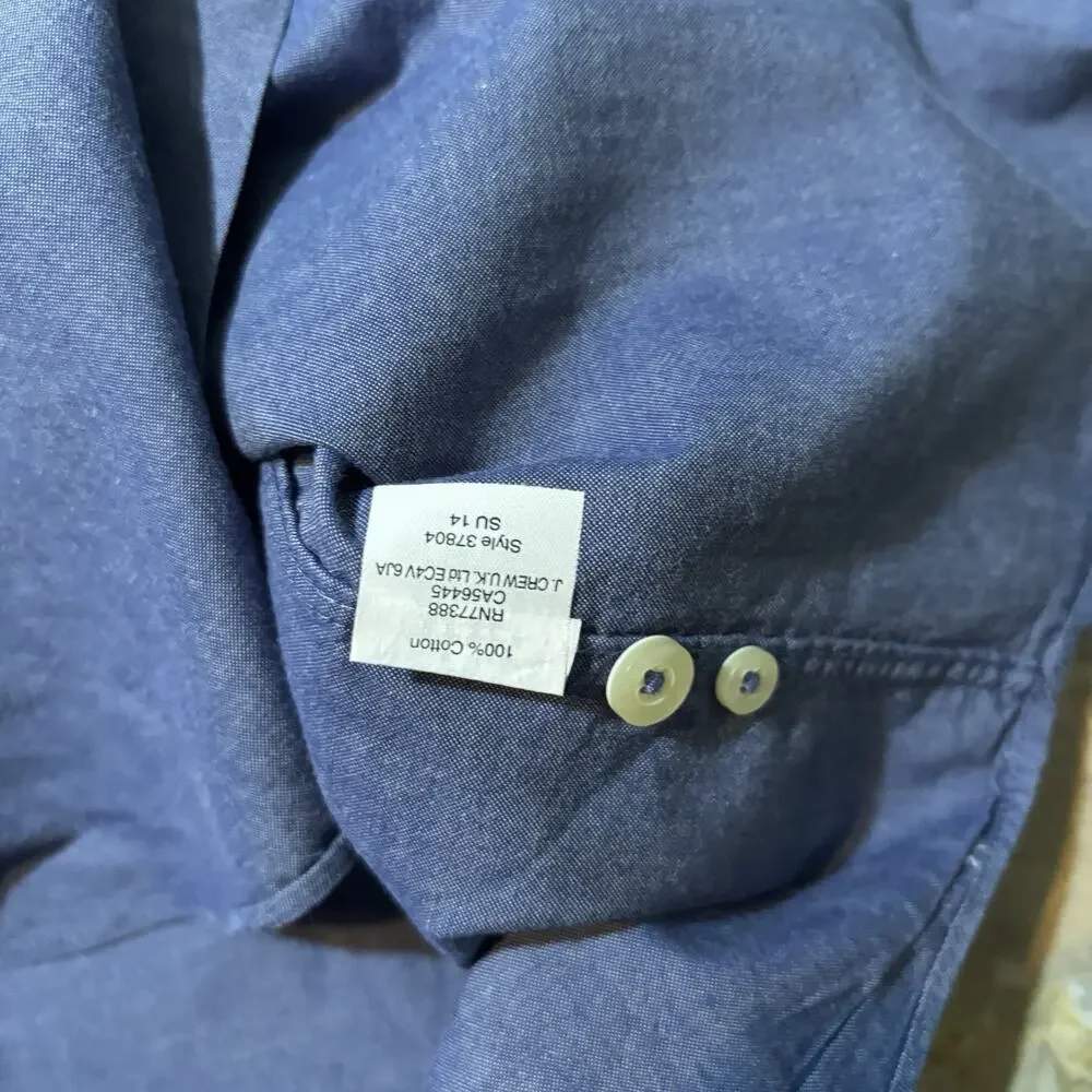 J Crew Shirt Mens Large Blue Sunwashed Oxford Woven Long Sleeve Button OCBD